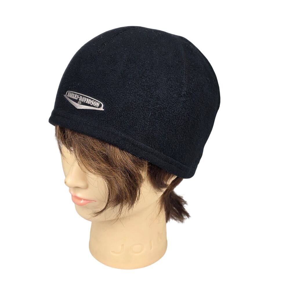 HARLEY‑DAVIDSON EMBROIDERED BRAND SHIELD LOGO BEANIE – BLACK – XXL – SOFT & WARM